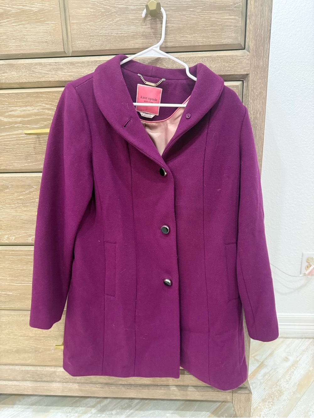 kate spade Rich Plum Wool-Blend Pea Coat